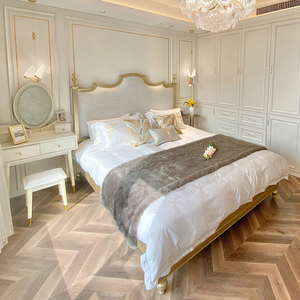 美式轻奢双人床主卧婚床后现代简约实木床法式奢华1.8m大床欧式床