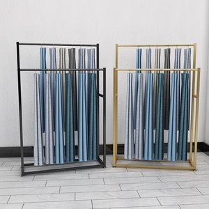 两层窗帘展示架吊卡架子布料样品展会架家纺布艺落地式移动陈列架
