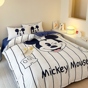 罗兰家纺可爱迪士尼男孩床上四件套精梳纯棉柔软卡通被套三件套棉