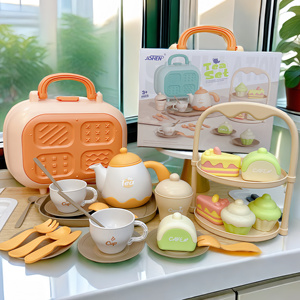 儿童仿真茶壶玩具下午茶蛋糕点心架茶杯茶具过家家厨房套装幼儿园