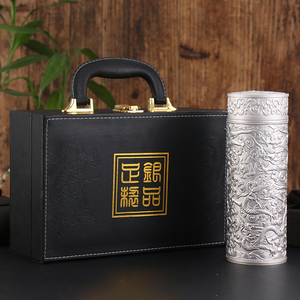 老凤祥家999纯银水杯九龙浮雕银杯子纯银内胆送礼品杯茶杯保温杯