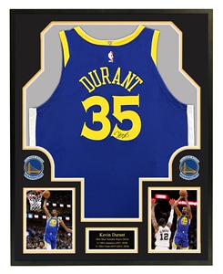 kd杜兰特亲笔签名球衣 勇士队35号 5冠au球员版 裱框 带证书