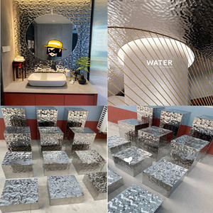 镜面不锈钢水波纹板金属波浪板水波纹不锈钢板吊顶墙面装饰压花板