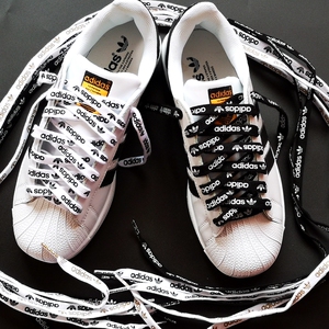 适配阿迪达斯金标字母扁鞋带贝壳头史密斯双层纯白三叶草板鞋鞋带