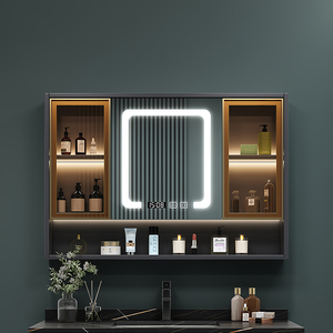 智能浴室镜柜挂墙式带灯除雾小户型卫生间收纳柜一体镜子柜置物架