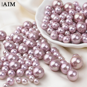 紫色新款半孔贝珠深海贝壳珍珠散珠银饰项链耳环圆珠DIY手工配件
