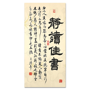 真迹手绘毛笔中国书协客厅书法挂画王清平静读佳书字画书法挂卷轴