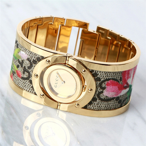 正品代购古奇女表gucci twirl 手镯式翻转式表壳石英手表ya112438