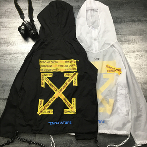 正品代购连帽off white 18ss ow 箭头图案男女速干防晒经典防晒衣