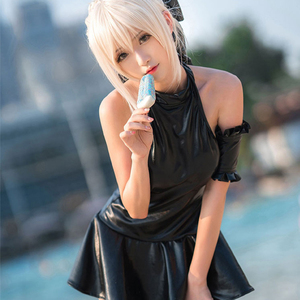 fate吾王黑saber死库水cosplay泳衣动漫女二次元女仆装性感有胸垫