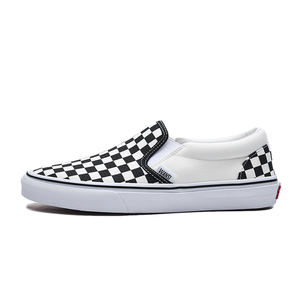 wans万斯黑白棋盘格鞋一脚蹬厚底红色低帮帆布鞋男板鞋女正品
