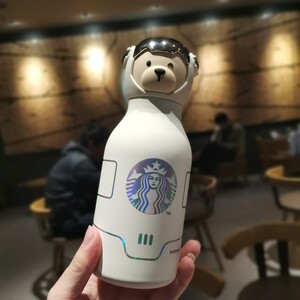 星巴克2021环保新品430ml未来小熊创意杯盖细口保温瓶不锈钢随行