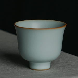 景德镇汝窑主人杯单杯手工青瓷品茗茶杯开片可养陶瓷礼盒装铃铛杯