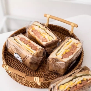 三明治包装纸袋自制吐司饭团汉堡淋膜纸透明塑料打包外带食品级