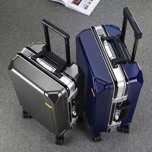 新款行李箱铝框24寸pc商务旅行箱密码学生万向轮拉杆箱男拉链款