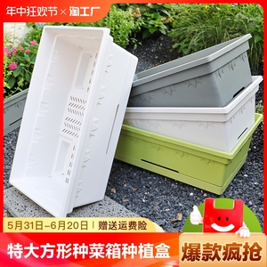 颜值花盆家用阳台种菜盆蔬菜种植箱特大方形塑料种植盒种花园艺