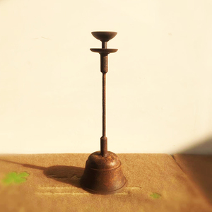 老铁灯复古老灯台禅意茶道铸铁灯盏酥油灯台老烛台中式仿古装饰