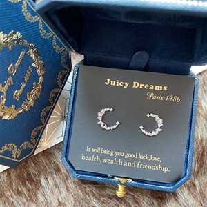 特 轻奢设计师juicy dreams复古几何水晶 月亮 许愿轻奢925银耳钉