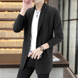 韩国潮牌v领毛衣男开衫外穿韩版修身潮流个性时尚休闲针织衫外套