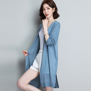 例素旗舰店天猫中长款冰丝针织开衫女薄款妈妈披肩外搭夏季防晒衣