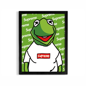 包邮supreme潮牌 环保青蛙创意画装饰拍摄背景室内墙体挂画摆设