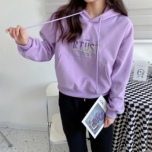香芋紫卫衣女装2022年新款爆款欧货洋气小个子早春秋薄款外套上衣