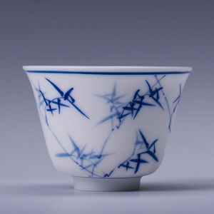 帝博钰圣大陶瓷功夫茶杯主人杯手绘青花竹影品茗杯全手工景德镇茶