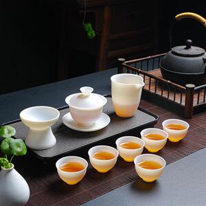 冰种羊脂玉茶具 冰种羊脂玉茶具家用中国风白瓷质茶杯具套装办公