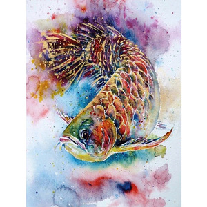 新款彩色大鱼5d钻石画满钻 客厅卧室手工装饰画十字绣砖石贴钻画