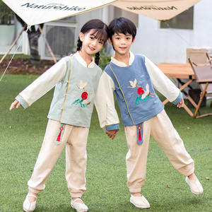 龙凤胎姐弟装中国风仙鹤红日汉服演出服儿童唐装表演服春秋季套装