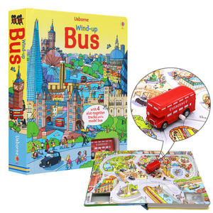 Usborne轨道书发条小巴士轨道书 wind up bus train  busy car 儿童跑跑乐地板玩具书 附玩具 大开纸板书 开发思维益智图书