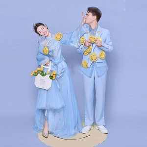 2021年海棠影楼主题赫本风婚纱摄影拍照情侣旅拍古装复古中式礼服