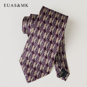 深紫色欧式宫廷壁画 高档桑蚕丝印花纹男士休闲领带10cm复古奢华