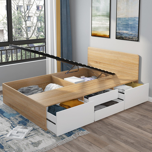 定制高箱1.5米储物床现代简约卧室收纳双人床1.8米定做北欧气压床