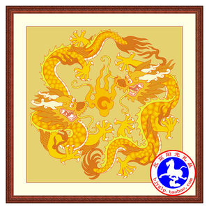 装饰画国画风水客厅办公室玄关书房挂画团龙01双二龙戏珠金龙画