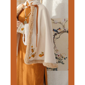 新中式秋冬装改良汉服斗篷外搭少女高级感气质马甲旗袍两件套日常