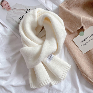奶白色围巾女冬季2022新款百搭韩版学生情侣加厚保暖针织毛线围脖