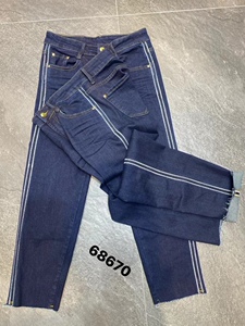 古月68670牛仔女裤普洗蓝色洋气弹力直筒烟管八分裤2022春季新款