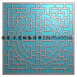 仿古花格窗花屏障通花格子线条单线切割门花精雕图浮雕灰度图雕刻
