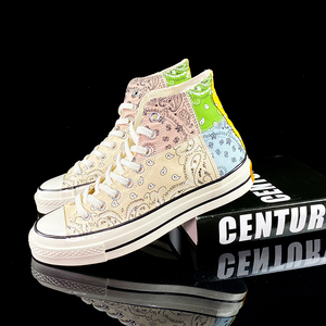 万斯堡vansеpol 腰果花男女鞋高帮涂鸦印花帆布鞋官方旗舰店官网