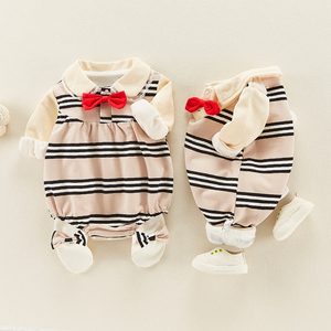 婴儿连体衣春秋装新生双胞胎衣服兄妹装男女宝宝长袖纯棉哈衣爬服