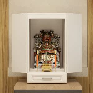 佛龛吊柜财神爷关公柜子壁挂家用台式供奉神台摆放观音菩萨桌立柜