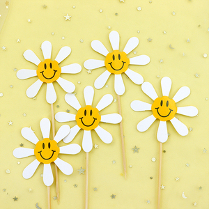 木子草右乐淘宝彩色太阳花笑脸饼干蛋糕装饰可爱花朵向日葵造型饼干