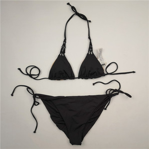 时尚高档性感沙滩温泉 bikini 黑色比基尼 绑带泳衣女套装