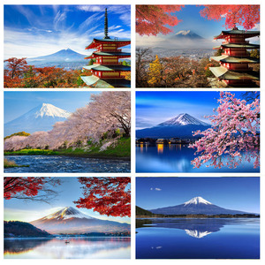 日本富士山图片风景大海报樱桃花酒屋餐厅酒吧房间卧室墙贴装饰画
