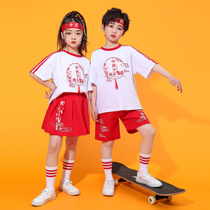 六一儿童啦啦队演出服嘻哈爵士街舞服幼儿园中国风啦啦操舞蹈班服