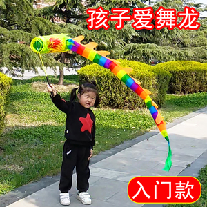 甩龙舞龙彩带手舞龙手甩龙广场健身空竹舞龙初学儿童彩条健身龙