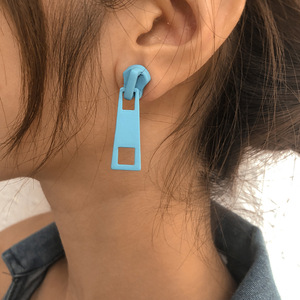 Women's creative acrylic zipper earrings accessories拉链耳环