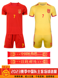 23中国队球衣男女足短袖足球服儿童成人同款队服套装 武磊王霜7号
