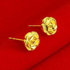 糊涂老庙祝正品正品黄金耳钉男士999足金纯金耳环耳针花朵圆形女